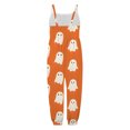thumbnail image 4 of Xijirk Kids Spaghetti Strap Harem Jumpsuit with Cute Ghost Cartoon Print Side Pockets for Halloween Holiday Party Outfit,1-2 Years, 4 of 4