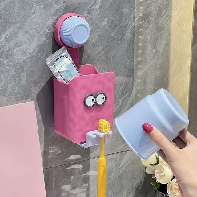 HaoXun Eyeball-Shaped Wall-Mounted Storage Box - Plastic Bathroom Organizer, Waterproof Easy-Clean, Separate Compartments, Double-Use for Wall or Countertop