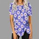 thumbnail image 4 of Blusas de Manga Corta para las Mujeres Botón Impreso Cuello Redondo Top Casual, Blusas para las Mujeres Casual, 4 of 5
