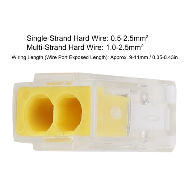 Fafeicy 50Pcs Wire Connector – 2 Port Push-in Quick Splice Terminal Block – Non-Twist, Transparent, Test Port – For Solid & Stranded Wire (PCT-102)