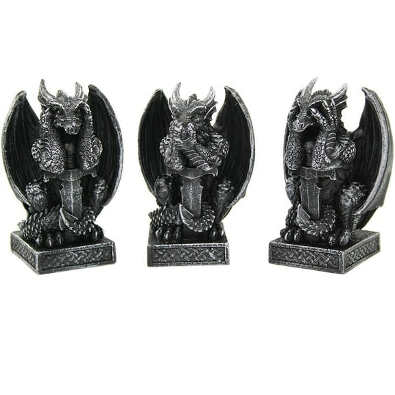 Medieval Dragons See No Evil, Speak No Evil, Hear No Evil Guardian Dragon Collectible Figurine Set