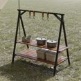 thumbnail image 2 of twisto Foldable Tripod Hanging Rack Stable Structure Foldable Triangle Rack Wood Grain Finish Tripod Storage Shelf for Backyard, 2 of 10