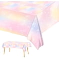 thumbnail image 4 of 2 Pieces 108 x 54 In Pastel Rainbow Tablecloths Disposable Tablecloth Waterproof Plastic Table Cover Pastel Party Supplies for Birthday Wedding, 4 of 5