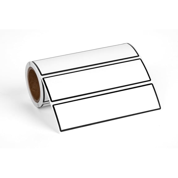 Binder Spine Labels 5 3/8" x 1 3/8", 200pcs Perforated Self Adhesive Sticker Labels for 1.5 Inch Binders, White with Black Border