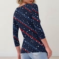 thumbnail image 3 of Iaqnaocc American Flag Womens Tops 4th Of July Ribbed 3/4 Sleeve American Flag Striped Patriotic Tees Slim Fit Trendy Crew Neck Summer Vintage Tunic Tops Navy L, 3 of 3