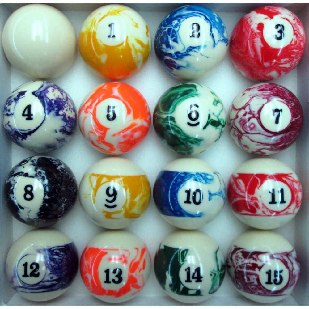 Marble Swirl Pool Table Billiard Ball Set Regulation Size 2.25" or 2 1/4in Balls