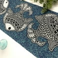 thumbnail image 2 of Handmade bead table runner, coastal, fish, sea designs, blue, black and white, 13x36inch, 2 of 4