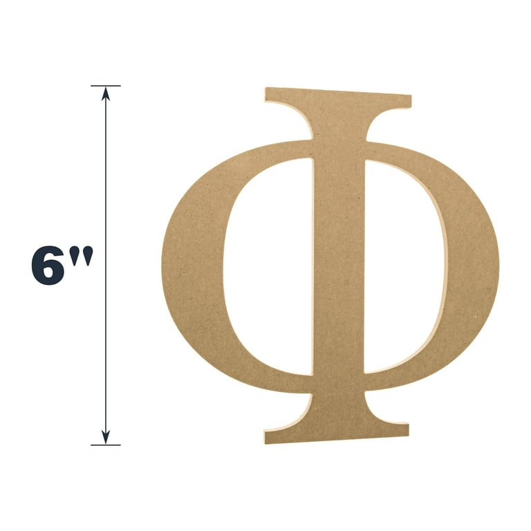 Wooden Greek Letter Omega - Fraternity/Sorority - Premium MDF Wood Letters  (6 inch, Omega) 