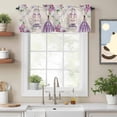 thumbnail image 2 of Happy Birthday Valance Curtain for Windows Watercolor Purple Floral Butterfly Carriage Linen Texture Rod Pocket Curtain Valances Short Window Treatments for Kitchen Bathroom Laundry 56 x 16 Inch, 2 of 9