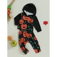 thumbnail image 3 of GXFC Kids Boy Halloween Outfits Costume 6M 1T 2T 3T Toddler Baby Boy Long Sleeve Pumpkin Print Hoodies +Elastic Long Pants 2Pcs Halloween-themed Clothing for Children Boy, 3 of 9