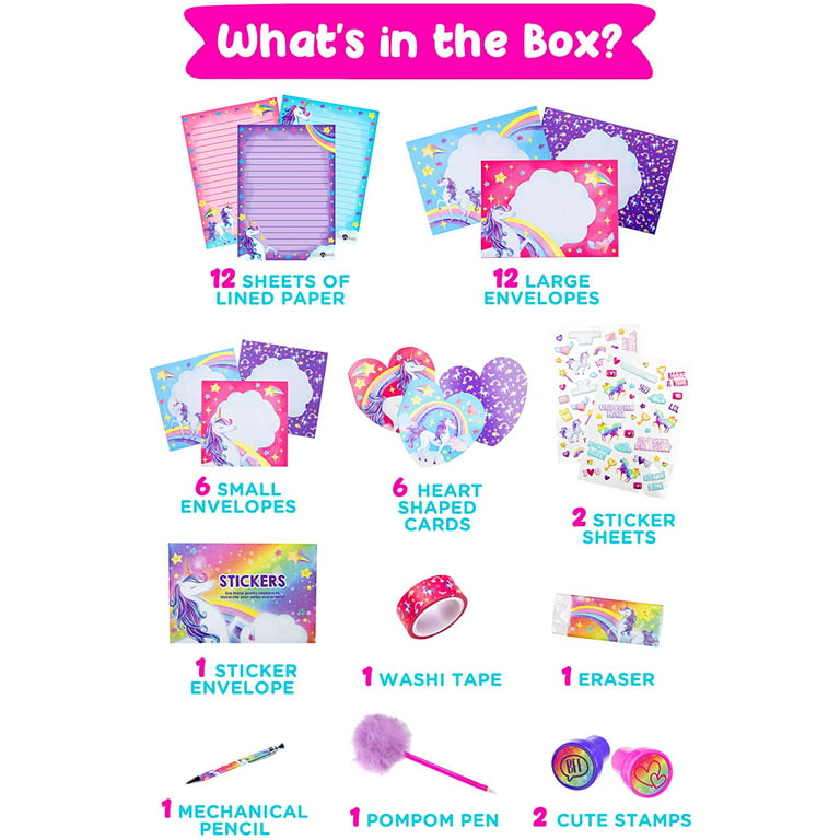 Unicorn Stationery Set for Girls - Unicorn Gifts for Girls Ages 6 7 8 9  10-12 Years Old - Stationary Letter Writing Kit - Unicorn Toys for 6 7 8  Year