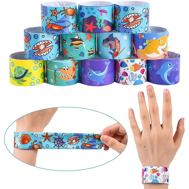 YANSION 36PCS Slap Bracelets Party Favors with Sea Ocean Animal Print  Design Retro Slap Bands for Kids Adults Birthday Classroom Gifts Kids