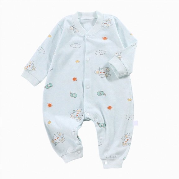 larppty Newborn Baby Boys Romper Outfits Infant Long Sleeve One-Piece Toddler Button Jumpsuits