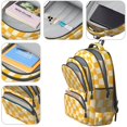 thumbnail image 4 of Orange and Cream Wavy Checkered Backpack for School, Cute School Bag with Adjustable Shoulder Straps and Padded Back, 16.9"x12.6"x5.9", 4 of 5