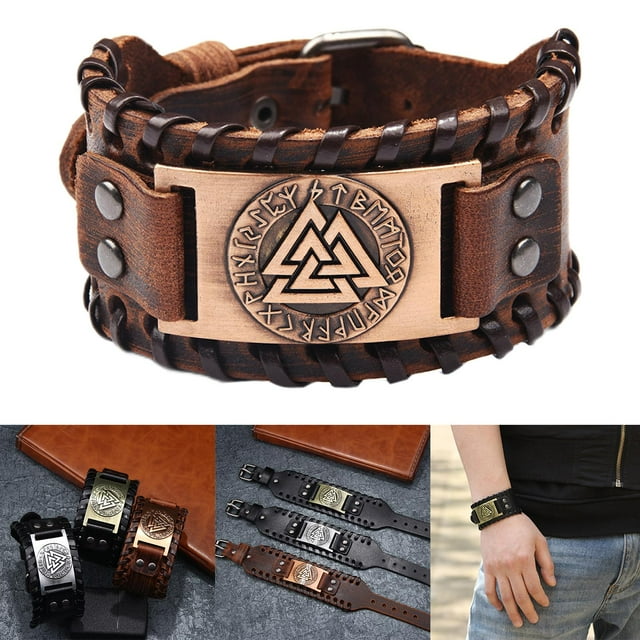 Triangle para hombre, Vintage de material cuero PU hombre, Medieval Tribal, de cuerda , Cuero Rojo Cobre