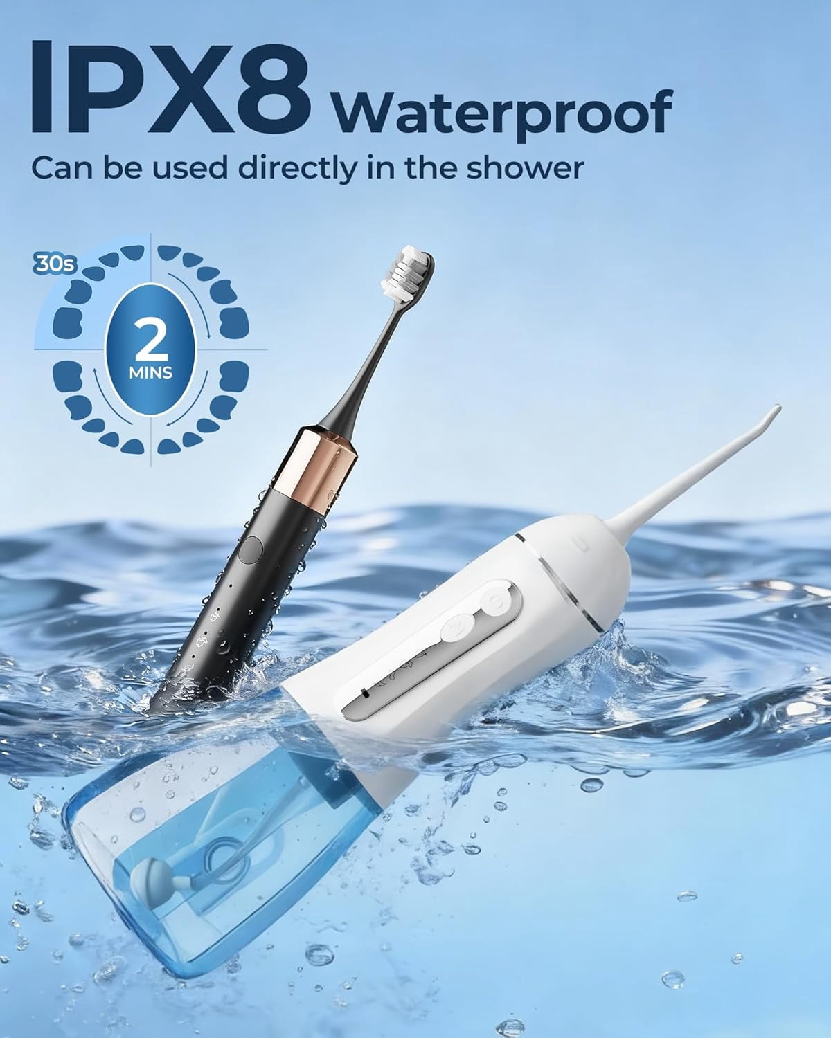 Sonic Electric Toothbrush and Electric Floss for Adults and Kids, Electric Toothbrush Water Flosser Adults, Water Dental Picks, Cleaning and Flossing Dental Care, Waterproof