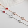 thumbnail image 1 of Pulsera de plata de ley de lujo, diseño simple, corazón pequeño rojo con joyas de diamantes, 2 piezas, plata, oro rosa, 1 of 5