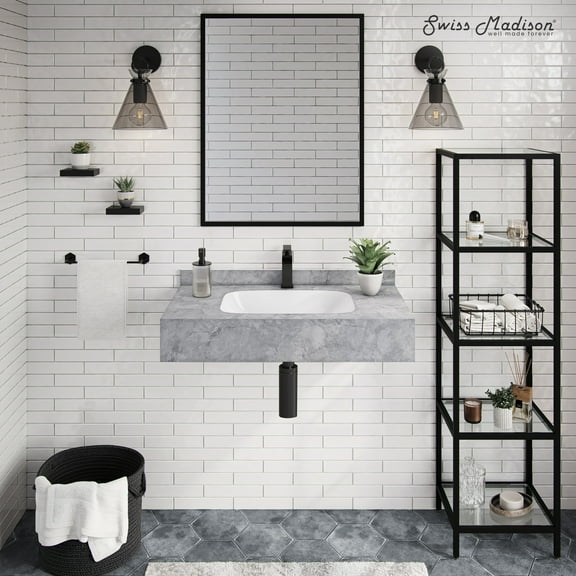 Avancer 36'' Wall Mount Sink In Storm Gray