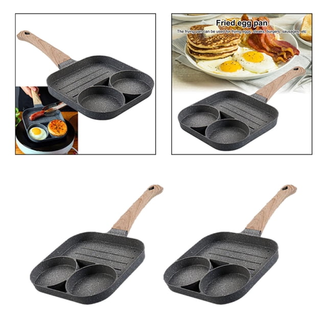 2x Sartén para huevos, antiadherente, 3 tazas, hamburguesa, bistec, panqueques, salchicha, tortilla, , desayuno, sartén, sartén para estufa de BLESIY sartén de huevo