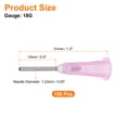thumbnail image 2 of Agujas de dispensación de punta roma Uxcell, 150 piezas de 0.5 pulgadas 18G dispensador de líquido de aguja de acero inoxidable para aplicador de aceite industrial o pegamento, rosa, 2 of 6