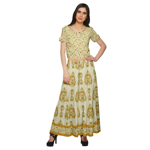 Moomaya Crop Top And Palazzo Set Party Wear Printed Santoon Ethnic Set For Girl