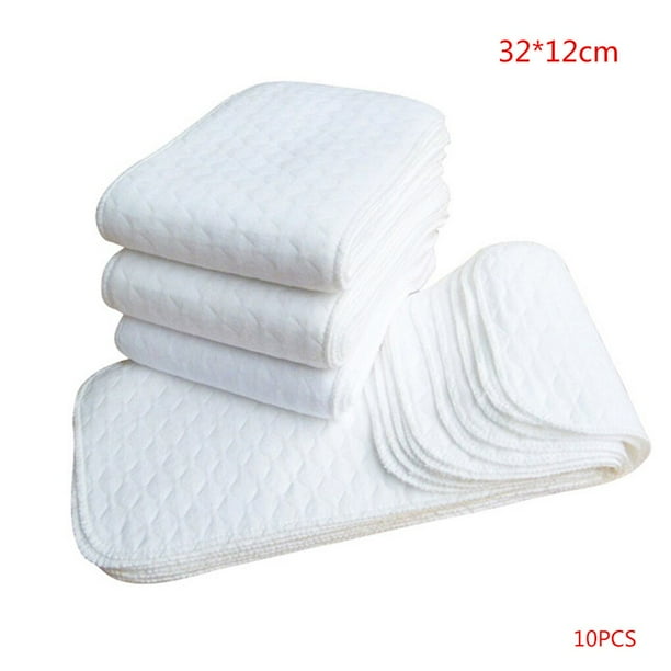 Pañales de tela reutilizables para bebé, inserto de 3 capas, 100% algodón, lavable, respetuoso con el medio ambiente, 10 unids/set