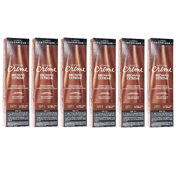 L Oreal Excellence Creme Extreme Br1 Dark Red Brown Hair Tint Hc 06241 6 Pack Walmart Com Walmart Com