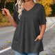 thumbnail image 1 of TaTaai Plus Size V-Neck Button Blouse, Women's Casual Short Sleeve Shirt, Versatile Pullover Top for Work and Home, Durable Daily Wear Gift, 1 of 7