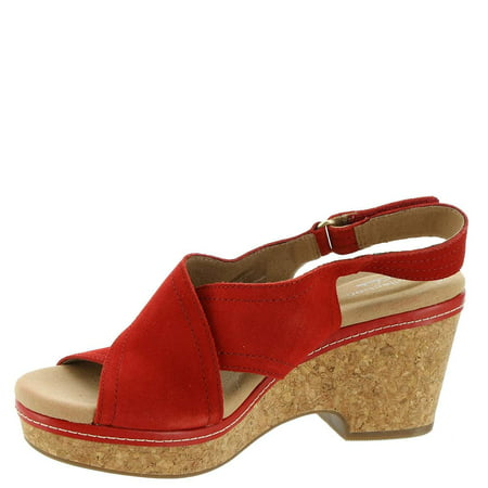 Clarks Women's Giselle Cove Wedge Sandal, Red Leather, 7 | Walmart Canada