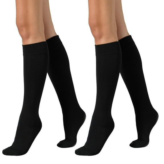 Fgnfyis Women's Casual Solid Color Calf Socks Women's Stockings Versatile Over The Knee Socks 2 Pairs Velvet Feel Black One Size