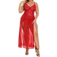 thumbnail image 3 of Avidlove Women Plus Size Lingerie Long Lace Nighty Sexy Mesh Nightdress Side Split Nightgown Sleepwear, 3 of 4
