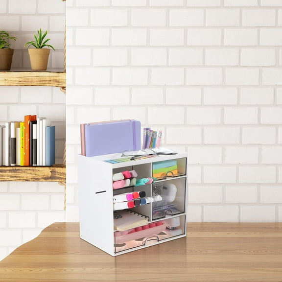 HAKIDZEL 1Set Clear Storage Drawers White For Office Desk Organizer Desktop Organization Simple