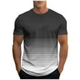 thumbnail image 2 of DPTALR Men's Fashion Gradient Striped Print Round-Neck Short-Sleeve Casual Sport T-shirt,Black, XXXL, 2 of 5