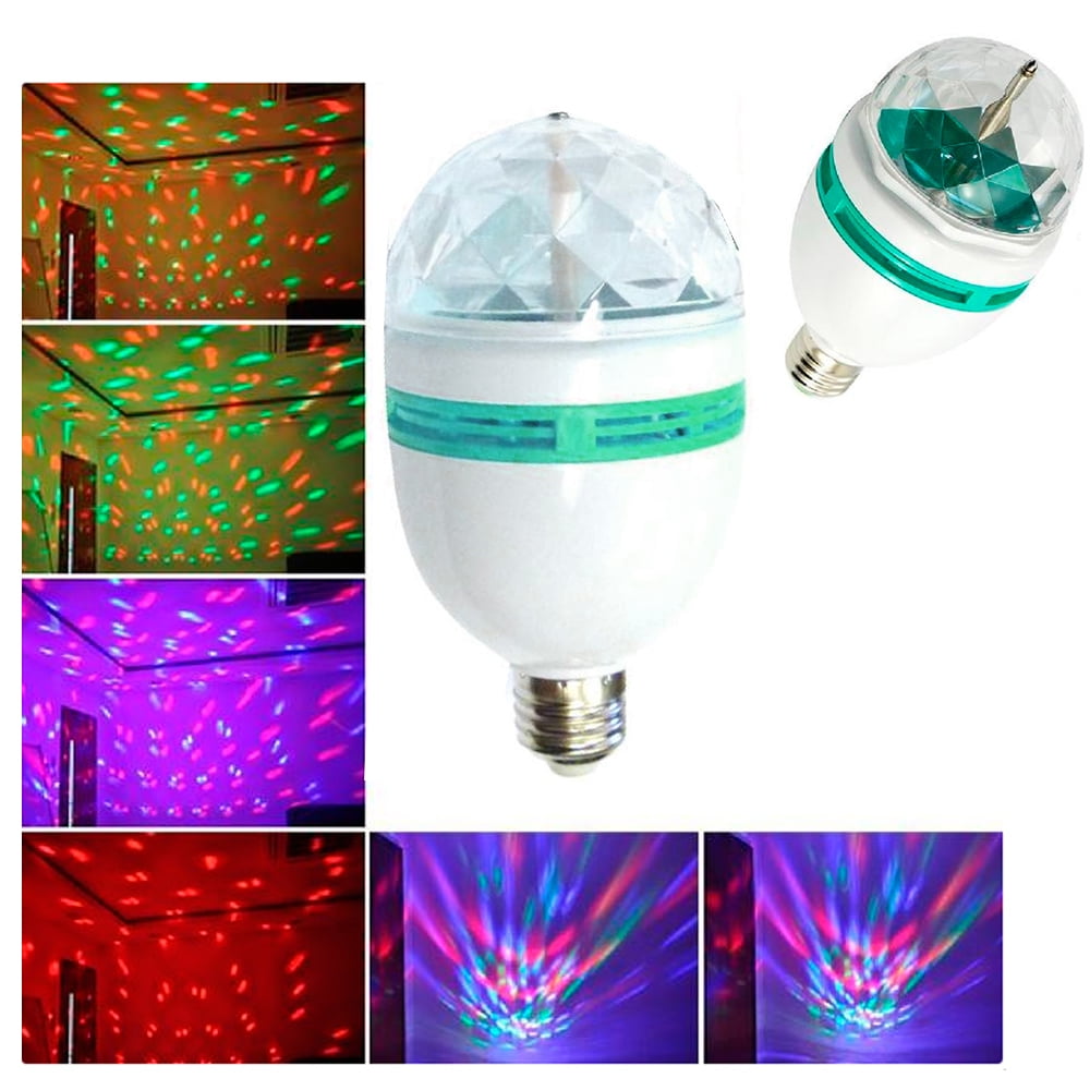 3 Pack of Disco Lights Crystallized Strobe Light Bulbs Multicolor Party Light Bulbs Kicko LED Rotating Light Bulb 