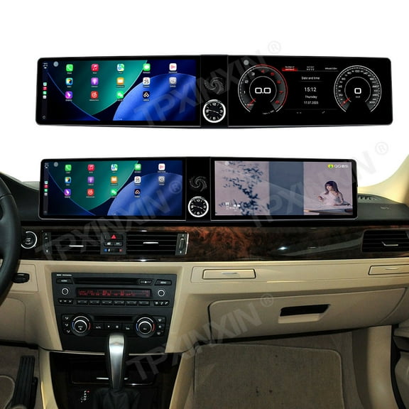 TPXINXIN Dual Screen Android14 ID9 Car Radio Carplay Screen for BMW 3 Series E90 E91 E92 E93 2004-2011 Multimedia Player GPS Navigation Head Unit