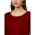 thumbnail image 3 of eloria Women Boatneck Saree Blouse 3/4 Sleeves Summer Casual Sari Top Color : Marron, SIZE : 38, 3 of 5