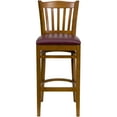 thumbnail image 3 of Emma + Oliver Vertical Slat Back Cherry Wood Barstool, Burgundy Vinyl Seat, 3 of 6