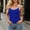 Blue, variant on Women's Contrast Binding V Neck Sleeveless Tank Top, Slim Ribbed Knit Casual Summer Camisole Dark Gray S