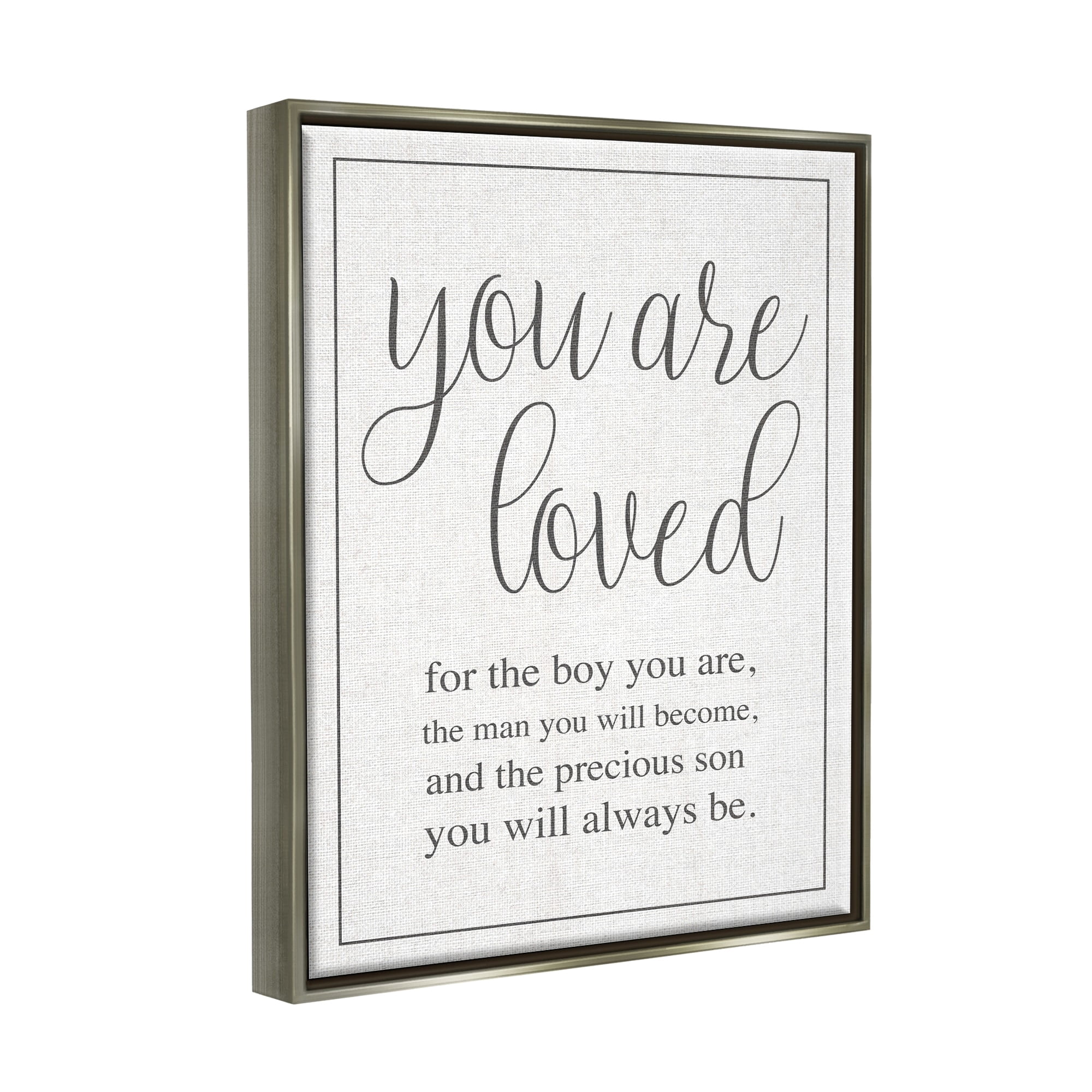 Stupell Industries You Are Loved Luster Gray Framed Floating Canvas Wall Art, 16x20, by Daphne Polselli