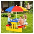 thumbnail image 2 of Kids Picnic Table, Outdoor Kids Table and Set w/Removable Umbrella, Plastic Children Patio Furniture, Toddler Picnic Tables for Backyard, Garden, , Gift for Boys Girls (Multicolor), 2 of 9