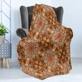 thumbnail image 4 of Marine Soft Flannel Fleece Throw Blanket, Marine Shell Objects Tie Dye Effect Motif with Spiral Smeared Wavy Tones Print, Cozy Plush for Indoor and Outdoor Use, 70" x 90", Brown Orange, by Ambesonne, 4 of 5