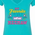 thumbnail image 4 of Inktastic My Favorite People Call Me Meemaw with Flowers Women's V-Neck T-Shirt, 4 of 5