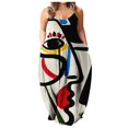 thumbnail image 1 of Robe Longue d'Été pour Femme à Col Rond, Imprimée, Sans Manches, Grande Taille, à Enfiler, à Bretelles Spaghetti, Longue Robe Maxi avec Poches, 1 of 4