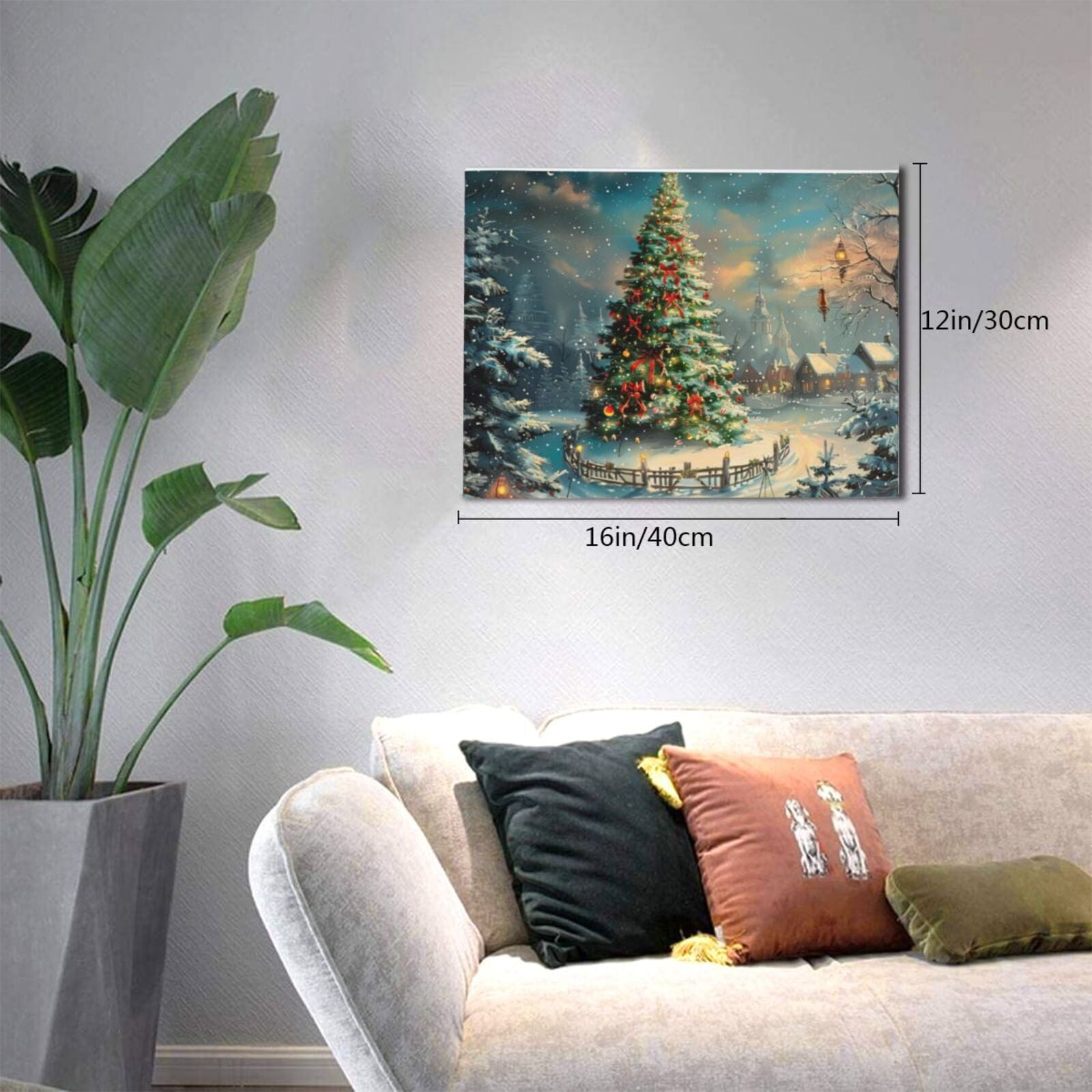 12x16 inch Canvas Hanging Picture Gorgeous Christmas Tree,Living Room,Man Cave,Farmhouse Yard Decor Wall Art Paintings Prints,Enchanting Christmas Tree Modern Style Decorative Painting Prints