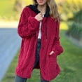 thumbnail image 2 of Breezora Women's Cozy Lined Hooded Zip Up Jacket With Pockets Long Sleeve Cardigan Style Winter Outerwear M Size Wine, 2 of 5
