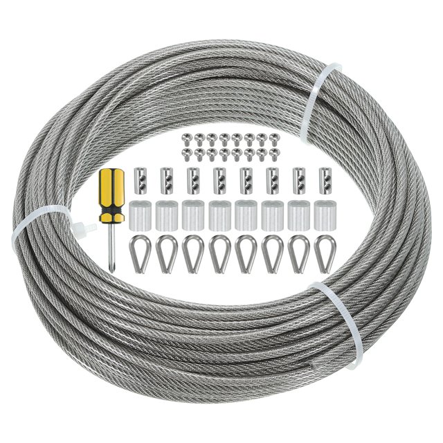 Unique Bargains 1/8' Wire Cable, 66ft Stainless Steel Wire Rope Kit for Deck Railing