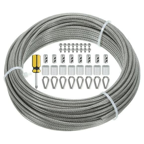 Unique Bargains 1/8' Wire Cable, 66ft Stainless Steel Wire Rope Kit for Deck Railing
