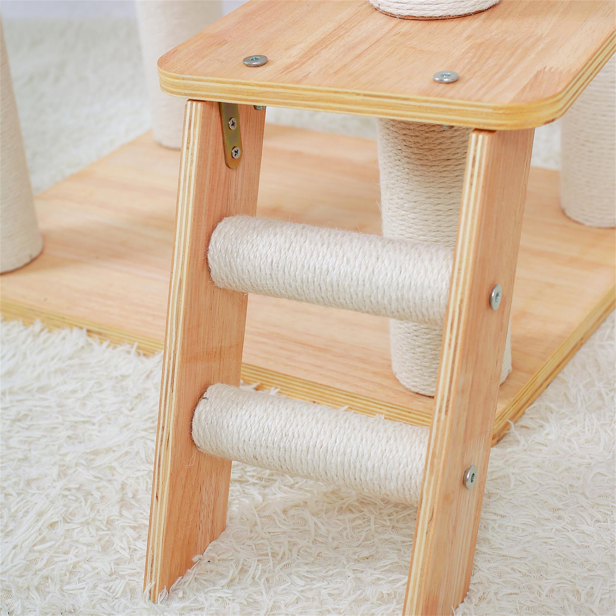 Pefilos 58" Modern Wooden Cat Tree Tower for Indoor Cats, Multi-Level Sturdy Cat Tree Play House Condo with Space Capsule, Beige Pefilos 58" Modern Wooden Cat Tree Tower for Indoor Cats, Multi-Level Sturdy Cat Tree Play House Condo with Space Capsule, Beige