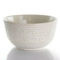 thumbnail image 4 of Elama Luna 16 Piece Embossed Scalloped Stoneware Dinnerware Set in White, 4 of 8