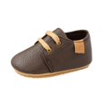 thumbnail image 3 of Baby Boys Girls Oxford Shoes Anti-slip Lace Up Sneaker PU Leather Moccasin Newborn Infant First Walker Loafer Shoes 0-18 Months, 3 of 6